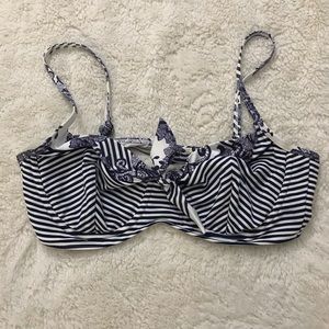 Blue and white bathing suit top